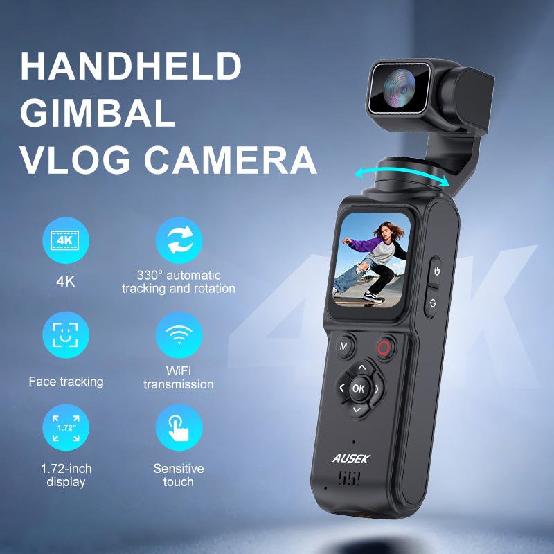 4k Handheld Gimbal Vlog Camera With Auto Tracking & Wifi